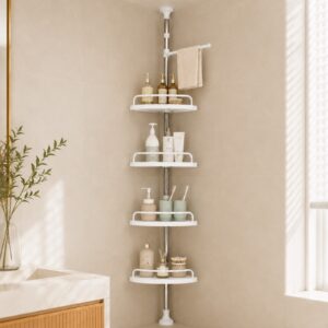 Multipurpose Bathroom Rack with Hooks & Towel Bar - 4 Tier