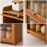 2-Tier Bamboo Acrylic Multipurpose Storage Cabinet with Translucent Flip Door