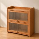 2-Tier Bamboo Acrylic Multipurpose Storage Cabinet with Translucent Flip Door