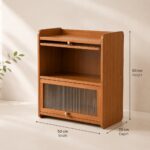 2-Tier Bamboo Acrylic Multipurpose Storage Cabinet with Translucent Flip Door