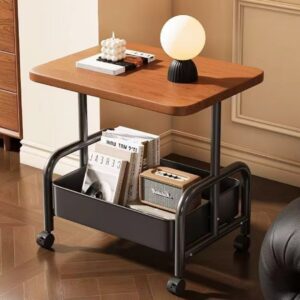 2-Tier Multi Purpose Utility Trolley Table with 360° Wheels