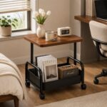2-Tier Multi Purpose Utility Trolley Table with 360° Wheels