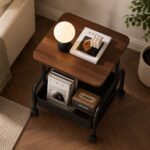 2-Tier Multi Purpose Utility Trolley Table with 360° Wheels