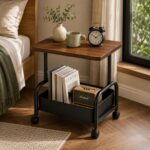 2-Tier Multi Purpose Utility Trolley Table with 360° Wheels