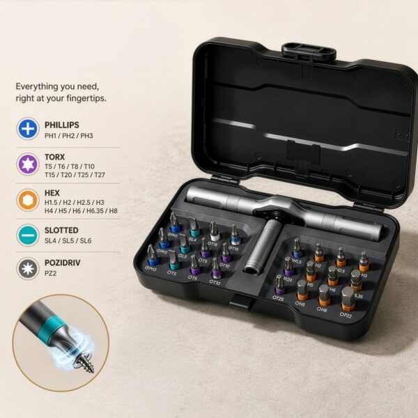 24 In 1 Magnetic T Shape Ratchet Screwdriver Set with S2 Steel Bits