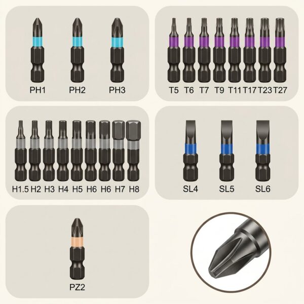 24 In 1 Magnetic T Shape Ratchet Screwdriver Set with S2 Steel Bits