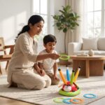 Homero 3 in 1 Musical Jump/Toss Ring/Rocket Launcher Toy for Kids