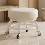 360° Rotating PU Cushion Seat Rolling Stool