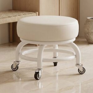 360° Rotating PU Cushion Seat Rolling Stool