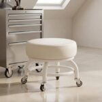 360° Rotating PU Cushion Seat Rolling Stool