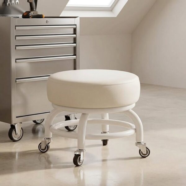 360° Rotating PU Cushion Seat Rolling Stool