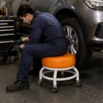 360° Rotating PU Cushion Seat Rolling Stool