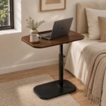 360° Swivel Adjustable C Shape Wooden Top Side Table