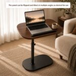 360° Swivel Adjustable C Shape Wooden Top Side Table