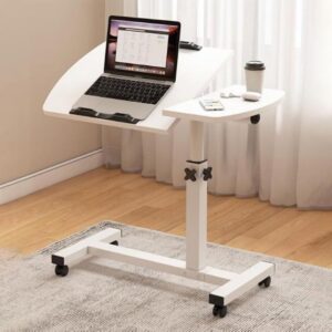 Adjustable Overbed Laptop Table with Tilting Panel & Lockable Wheels