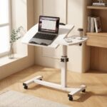 Adjustable Overbed Laptop Table with Tilting Panel & Lockable Wheels