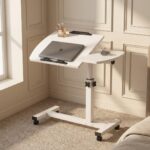 Adjustable Overbed Laptop Table with Tilting Panel & Lockable Wheels