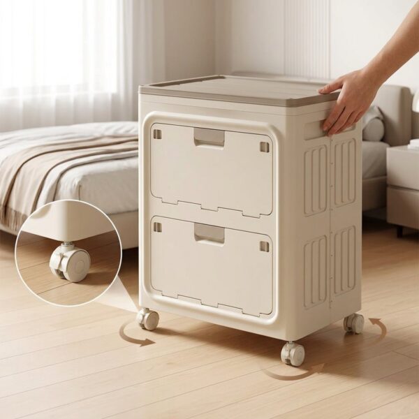 Multi Purpose Space-Saving & Stackable Foldable Storage Cabinet with Wheels