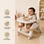 Baby Dining Anti Slip Lightweight Chair with Toddlers Cushioned Seat and Wheels