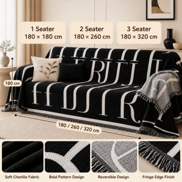 Chenille Fabric Luxury Reversible Throw Sofa Cover