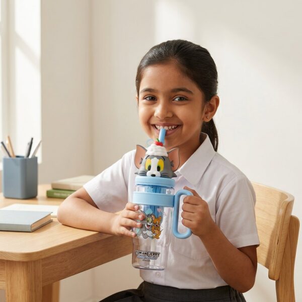 Homero Cute Cartoon Kids Water Bottle with Straw - 1060ml Capacity