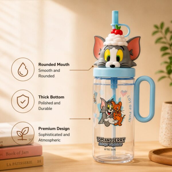 Homero Cute Cartoon Kids Water Bottle with Straw - 1060ml Capacity