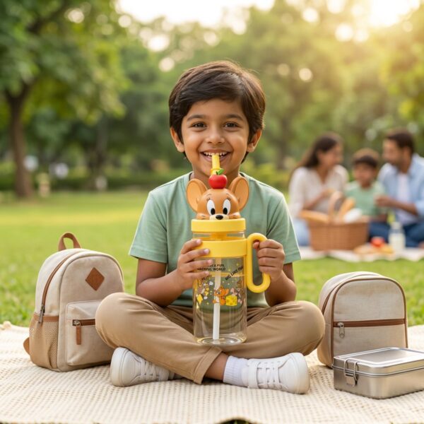 Homero Cute Cartoon Kids Water Bottle with Straw - 1060ml Capacity