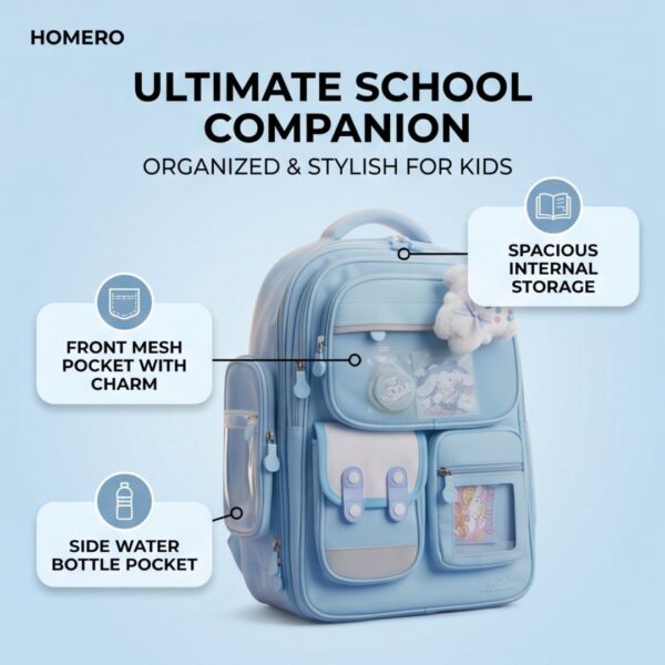 Korean Style School Kids Spacious Compartments Lightweight Backpack