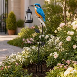 Decorative Outdoor Solar Kingfisher Garden Lantern