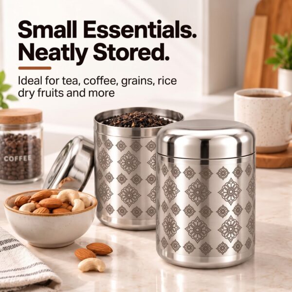 Diamond Bloom Pattern Stainless Steel Kitchen Storage Jars