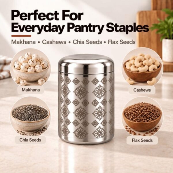 Diamond Bloom Pattern Stainless Steel Kitchen Storage Jars