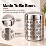 Diamond Bloom Pattern Stainless Steel Kitchen Storage Jars