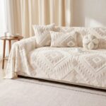 Diamond Pattern Elegant Reversible Chenille Fabric Throw Sofa Cover