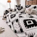 Diamond Pattern Elegant Reversible Chenille Fabric Throw Sofa Cover