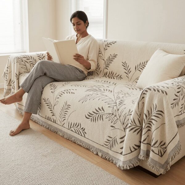 Elegant Reversible Anti Slip Chenille Fabric Sofa Cover