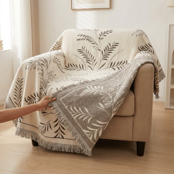 Elegant Reversible Anti Slip Chenille Fabric Sofa Cover
