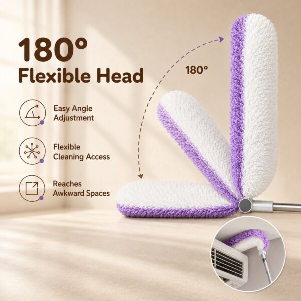 Extendable Dual Head Microfiber Duster with Bendable Cleaning Head