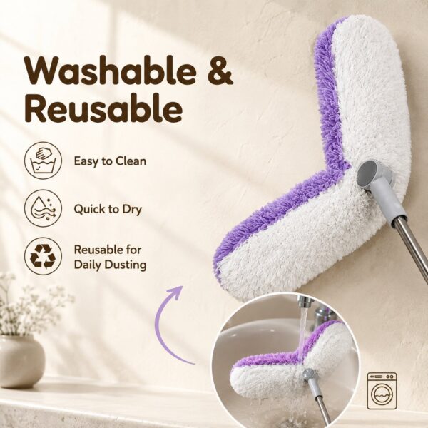 Extendable Dual Head Microfiber Duster with Bendable Cleaning Head