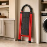 Foldable Carbon Steel Four Step Ladder with Handrail and Tool Tray