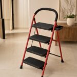 Foldable Carbon Steel Four Step Ladder with Handrail and Tool Tray