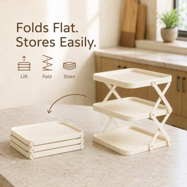 Foldable Multi Layer Dish & Prep Tray Storage Rack