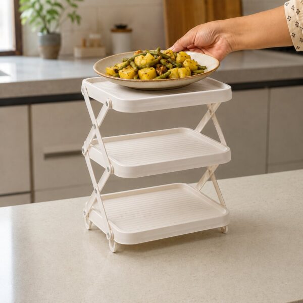 Foldable Multi Layer Dish & Prep Tray Storage Rack
