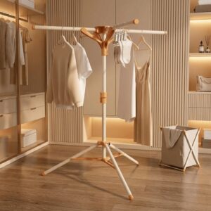 Foldable Tripod Clothes Drying Rack with Rotating Arms and Adjustable Height