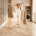 Foldable Tripod Clothes Drying Rack with Rotating Arms and Adjustable Height