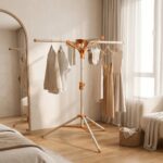 Foldable Tripod Clothes Drying Rack with Rotating Arms and Adjustable Height