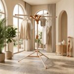 Foldable Tripod Clothes Drying Rack with Rotating Arms and Adjustable Height
