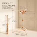 Foldable Tripod Clothes Drying Rack with Rotating Arms and Adjustable Height