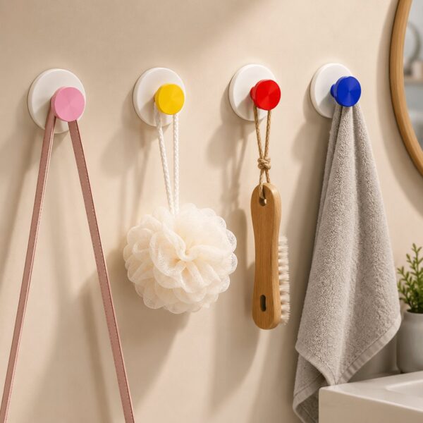 Homero Strong Grip Adhesive-Free Multicolor Suction Hook Cup