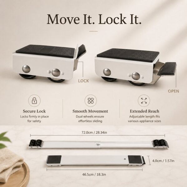 Heavy Duty Appliance Moving Stand with Anti Slip Lockable Roller Base