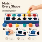 HOMERO Montessori Color Shape Classification Wooden Build Box Toy 10 Hole Set